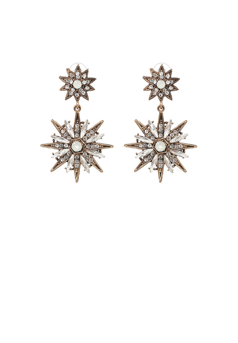 Fashion Temperament Plated Gold Star Earrings with Cubic Zirconia - Luxurious Look