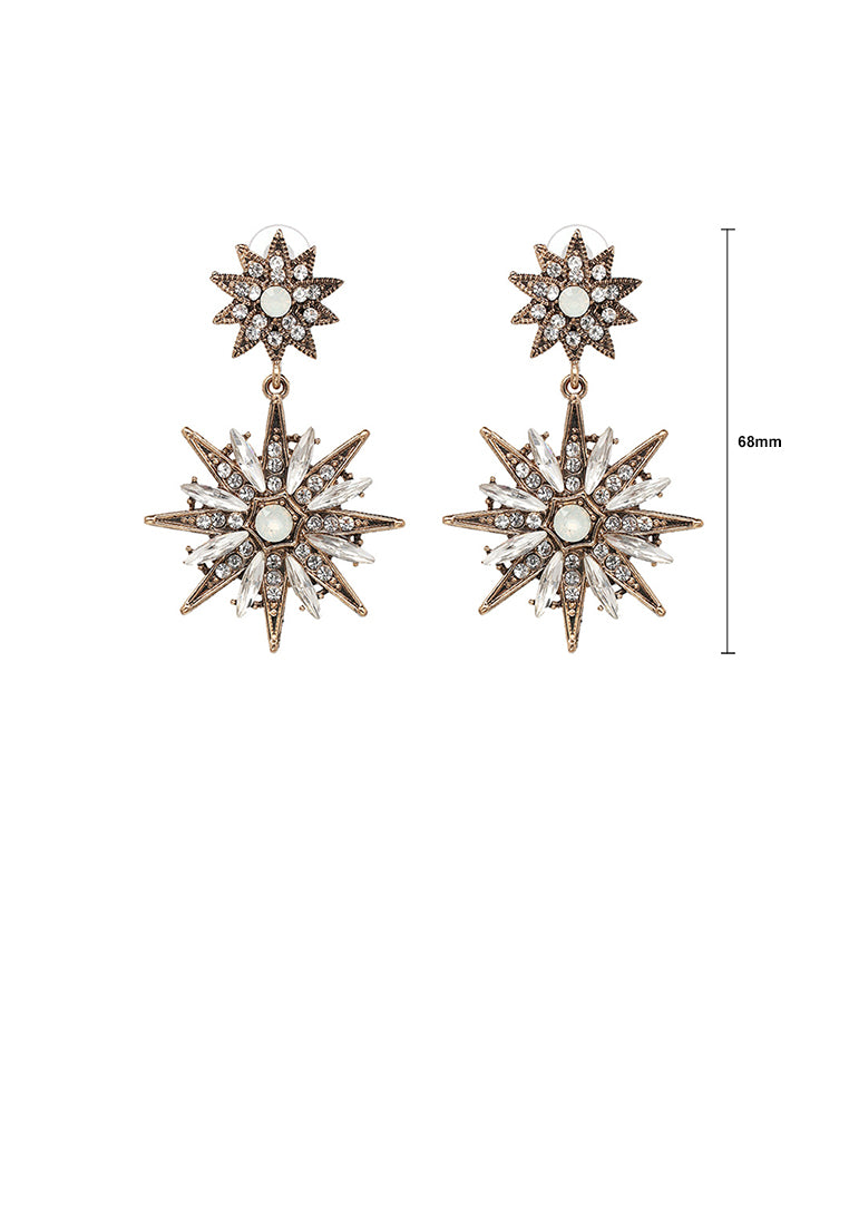 Fashion Temperament Plated Gold Star Earrings with Cubic Zirconia - Luxurious Look