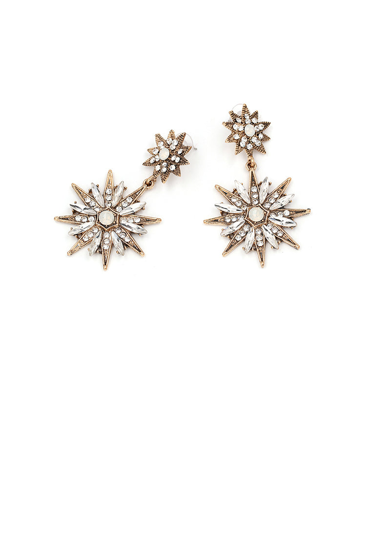Fashion Temperament Plated Gold Star Earrings with Cubic Zirconia - Luxurious Look