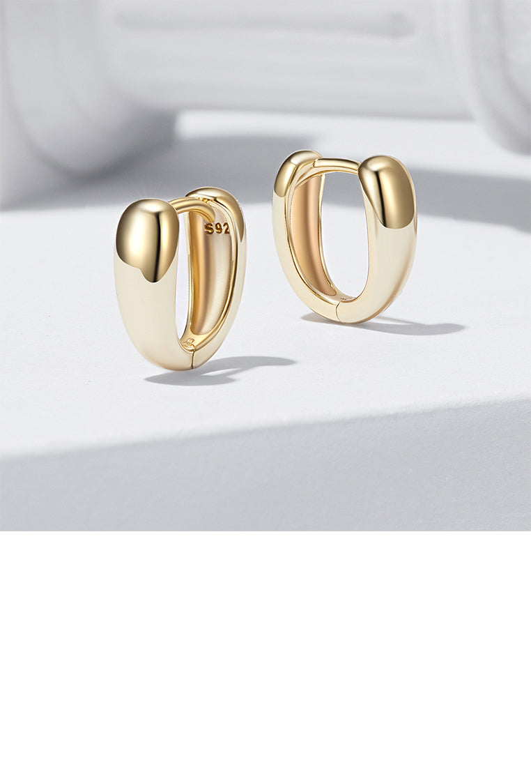 925 Sterling Silver Plated Gold Simple Fashion Geometric Earrings