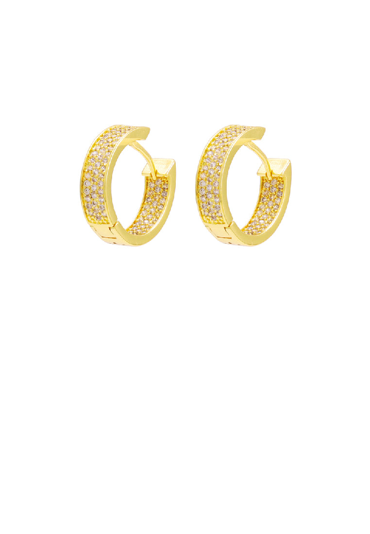 Fashion Temperament Plated Gold Geometric Hoop Earrings with Cubic Zirconia - Luxurious Look