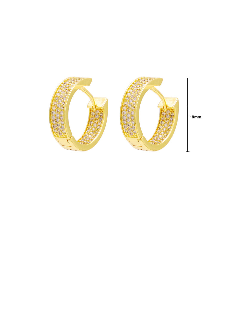 Fashion Temperament Plated Gold Geometric Hoop Earrings with Cubic Zirconia - Luxurious Look