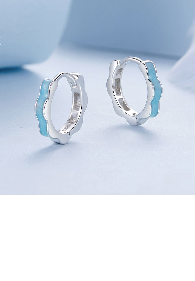 925 Sterling Silver Simple Cute Lace Enamel Geometric Earrings