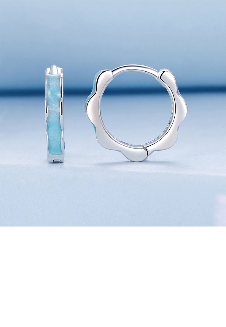 925 Sterling Silver Simple Cute Lace Enamel Geometric Earrings