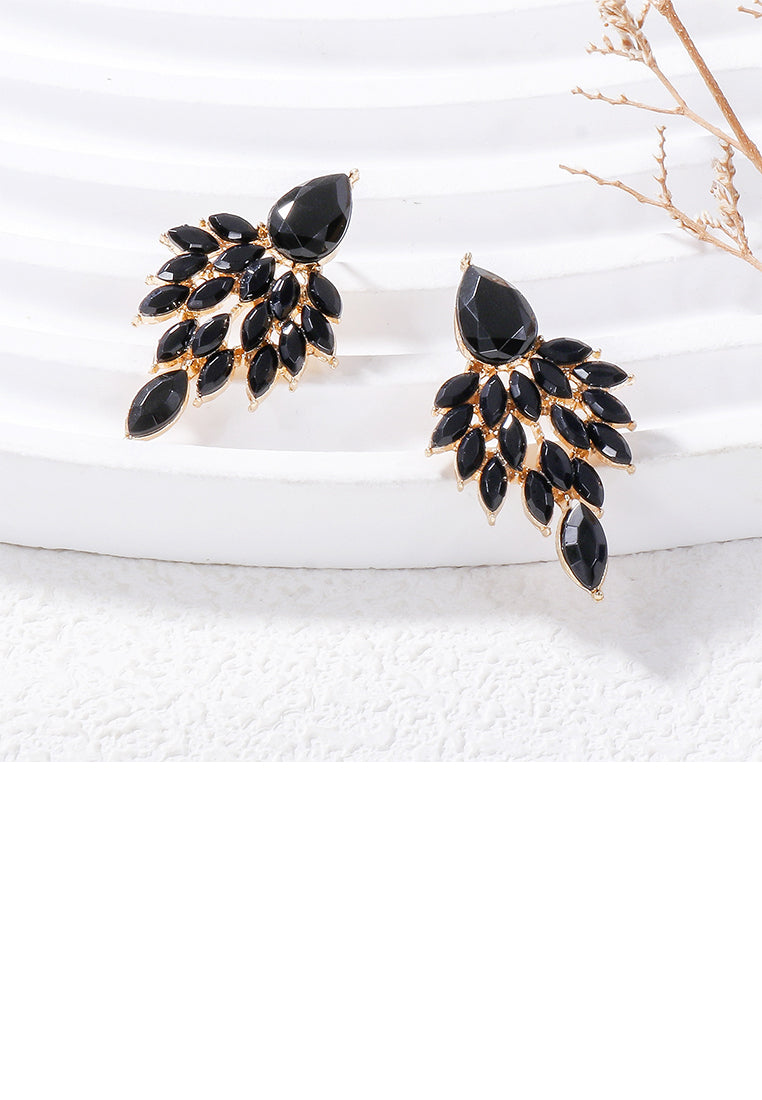 Fashion and Elegant Plated Gold Geometric Tassel Earrings with Black Cubic Zirconia - Luxurious Look