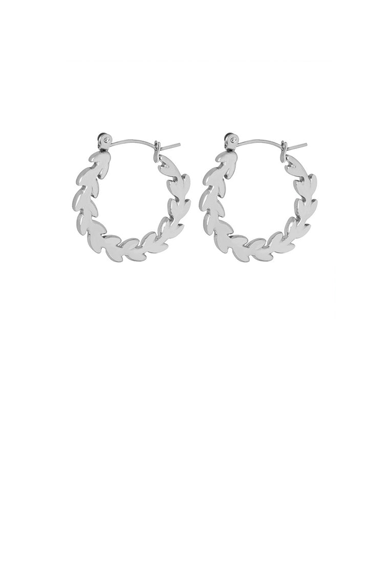 Simple and Fashion 316L Stainless Steel Leaf Geometric Hoop Earrings