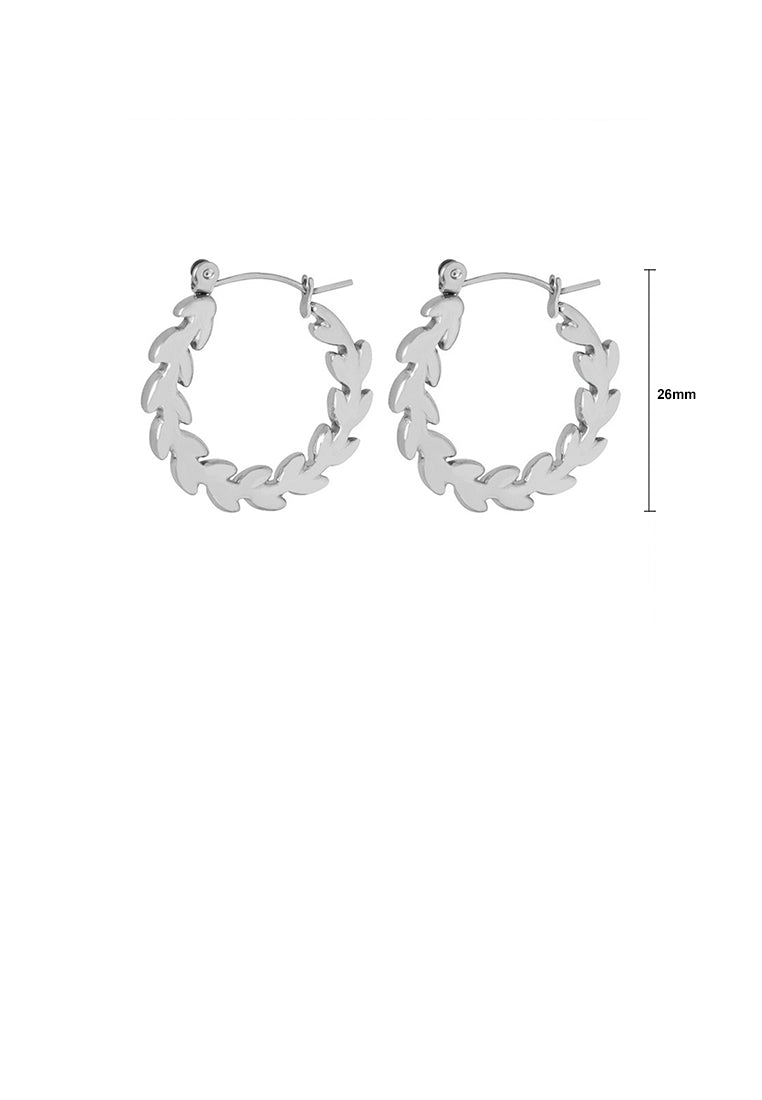 Simple and Fashion 316L Stainless Steel Leaf Geometric Hoop Earrings