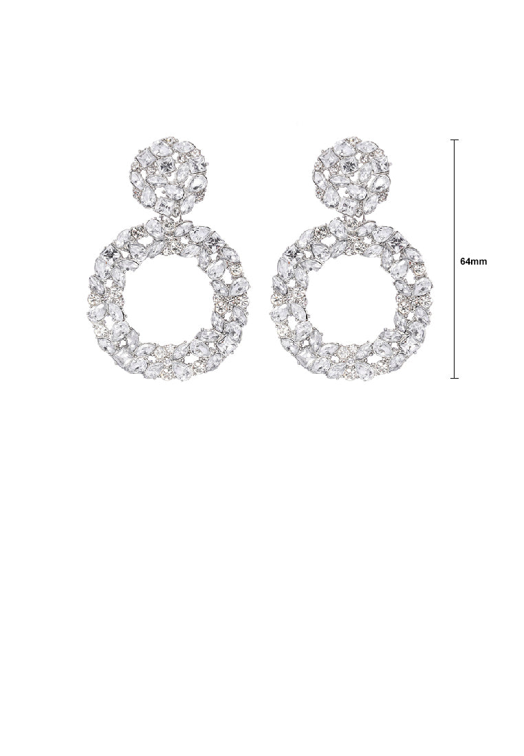 Fashion and Elegant Plated Gold Geometric Round Earrings with White Cubic Zirconia - Luxurious Look