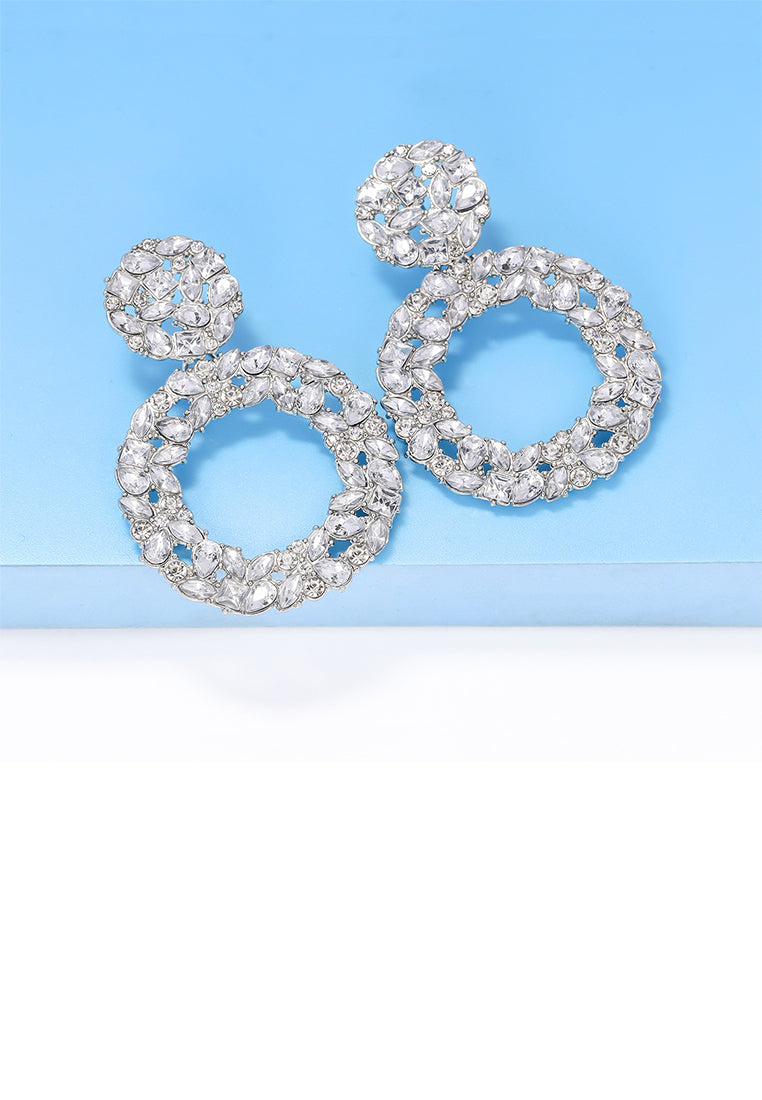 Fashion and Elegant Plated Gold Geometric Round Earrings with White Cubic Zirconia - Luxurious Look