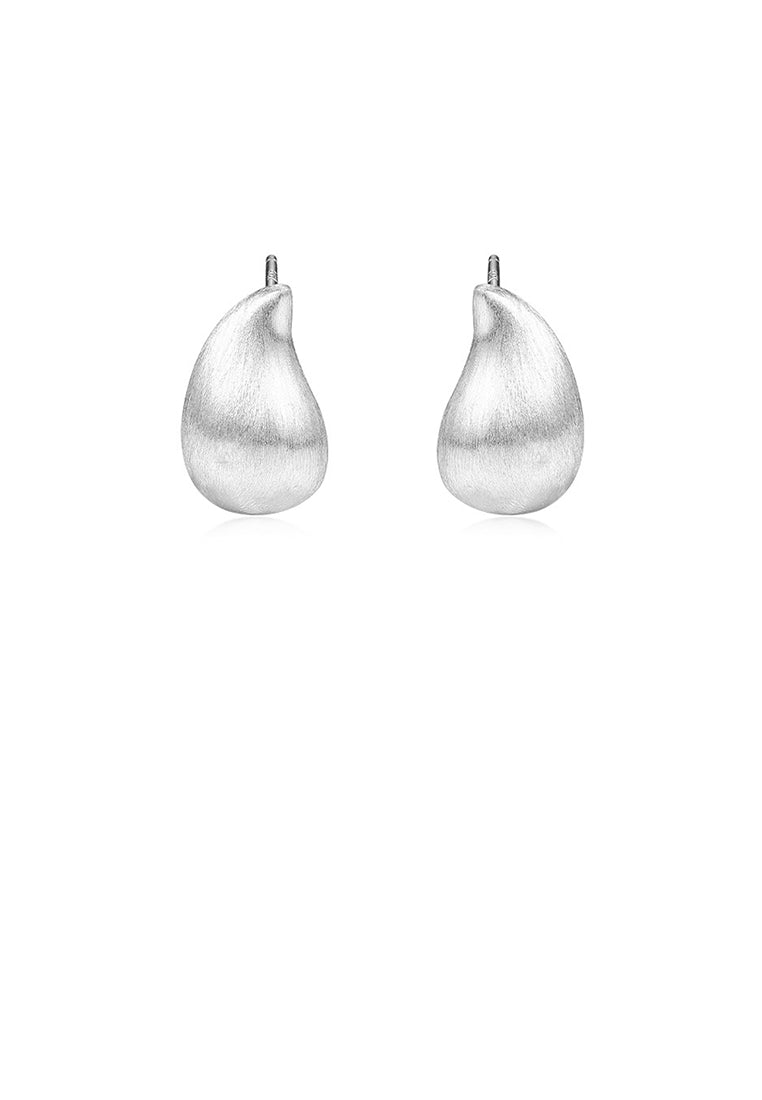 925 Sterling Silver Simple and Fashion Frosted Water Drop-shaped Stud Earrings