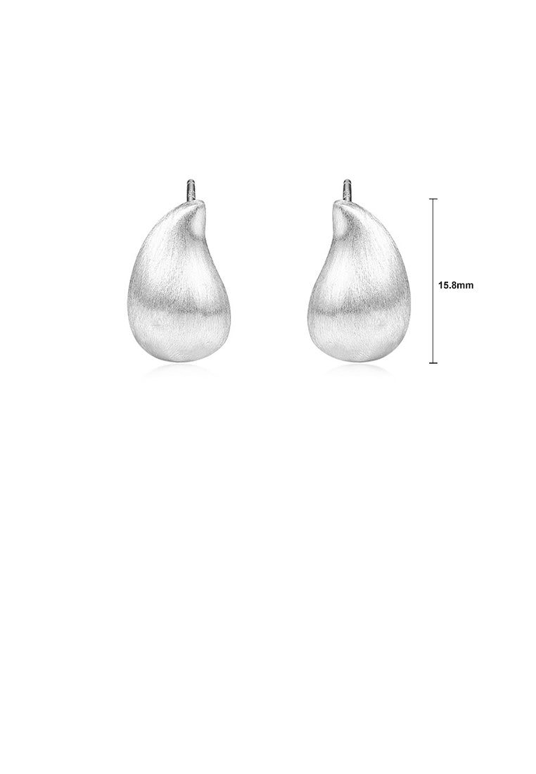 925 Sterling Silver Simple and Fashion Frosted Water Drop-shaped Stud Earrings