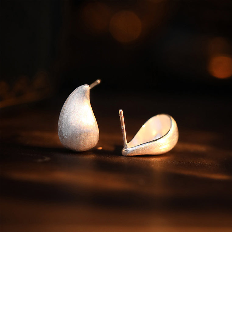 925 Sterling Silver Simple and Fashion Frosted Water Drop-shaped Stud Earrings