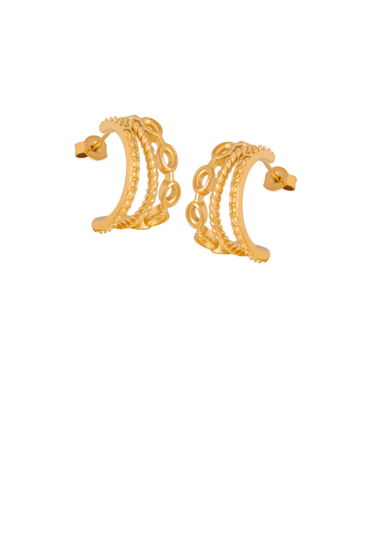 Fashion and Personalized Plated Gold 316L Stainless Steel Multi-layer C-shaped Geometric Stud Earrings