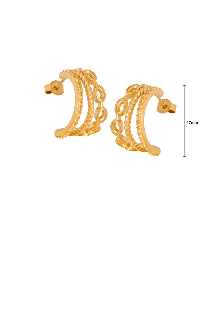 Fashion and Personalized Plated Gold 316L Stainless Steel Multi-layer C-shaped Geometric Stud Earrings