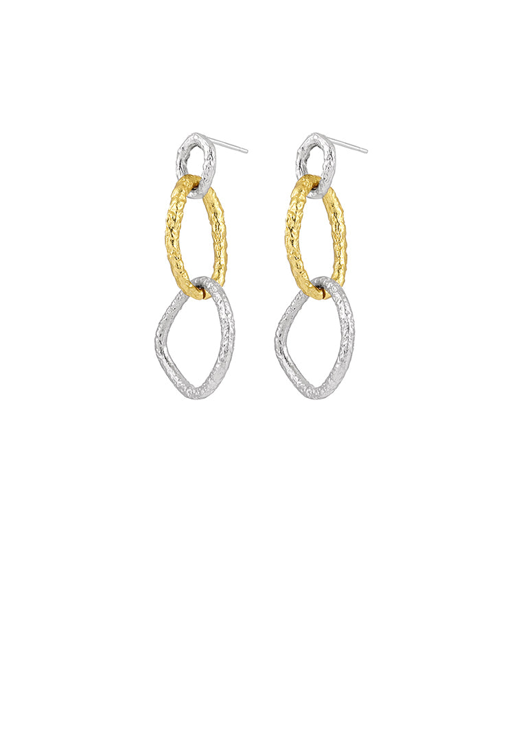 925 Sterling Silver Gold Two-tone Geometric Hoop Earrings