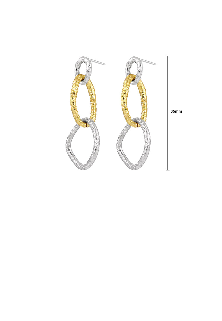 925 Sterling Silver Gold Two-tone Geometric Hoop Earrings