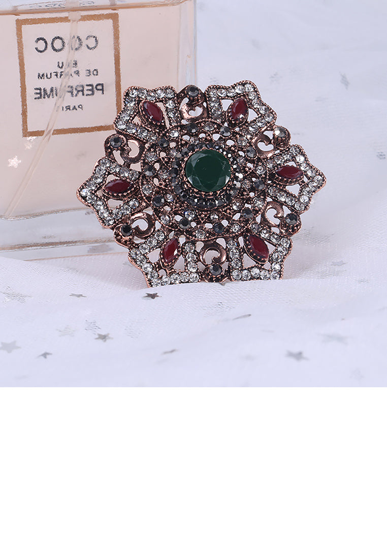 Fashion and Elegant Plated Gold Geometric Pattern Brooch with Cubic Zirconia - Luxurious Look