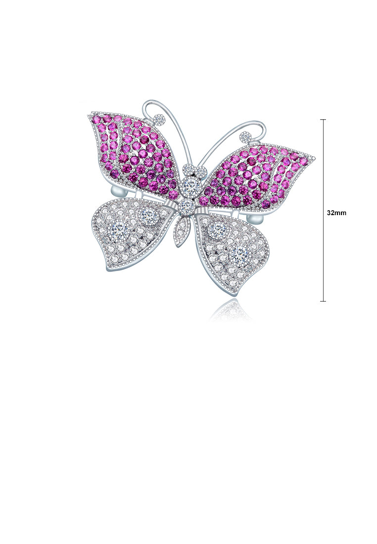 Fashion and Elegant Butterfly Brooch with Purple Cubic Zirconia - Luxurious Look