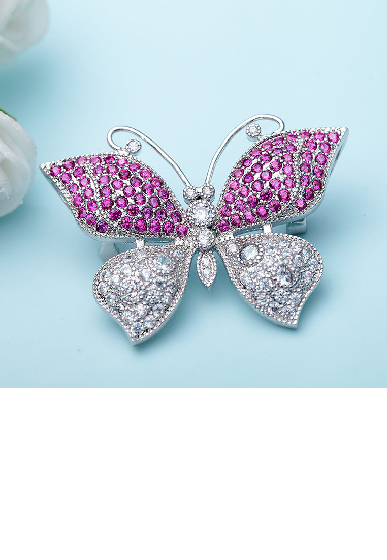 Fashion and Elegant Butterfly Brooch with Purple Cubic Zirconia - Luxurious Look