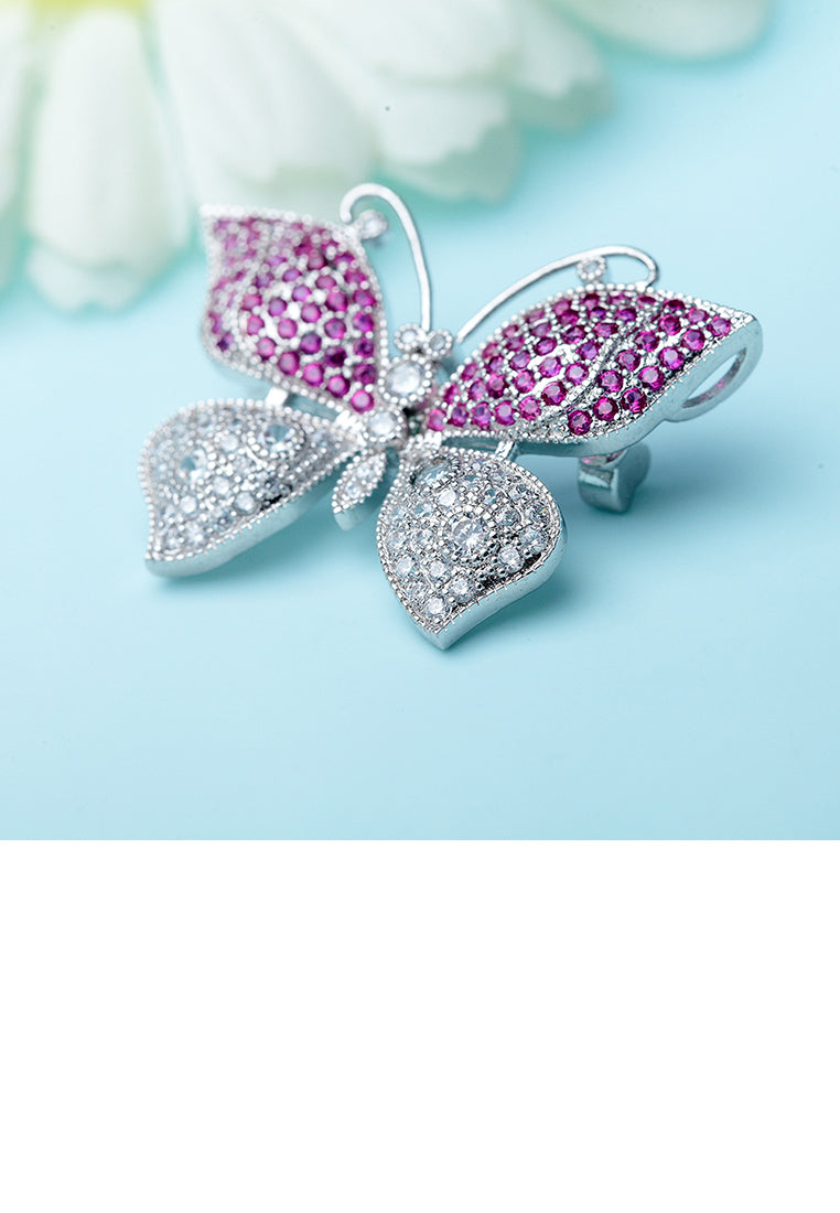 Fashion and Elegant Butterfly Brooch with Purple Cubic Zirconia - Luxurious Look