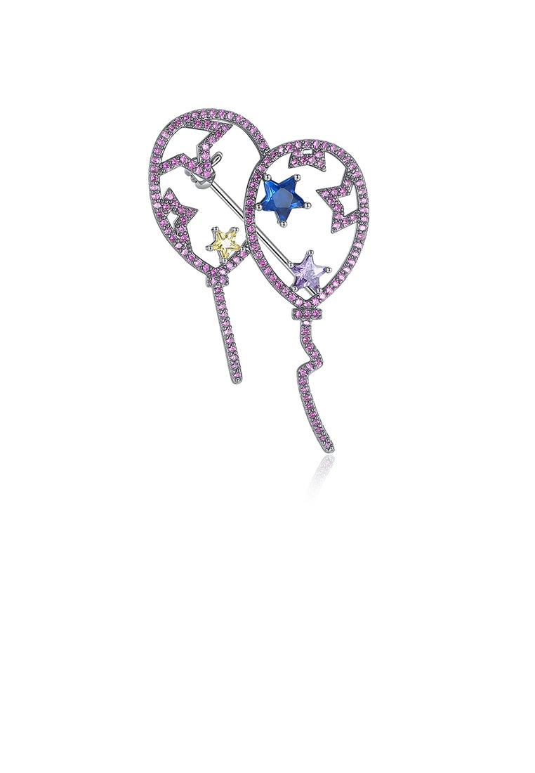 Fashion Creative Star Balloon Brooch with Purple Cubic Zirconia - Luxurious Look