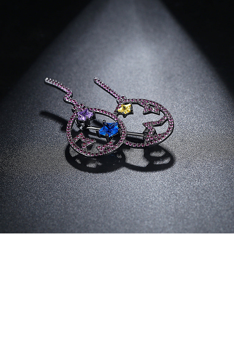 Fashion Creative Star Balloon Brooch with Purple Cubic Zirconia - Luxurious Look