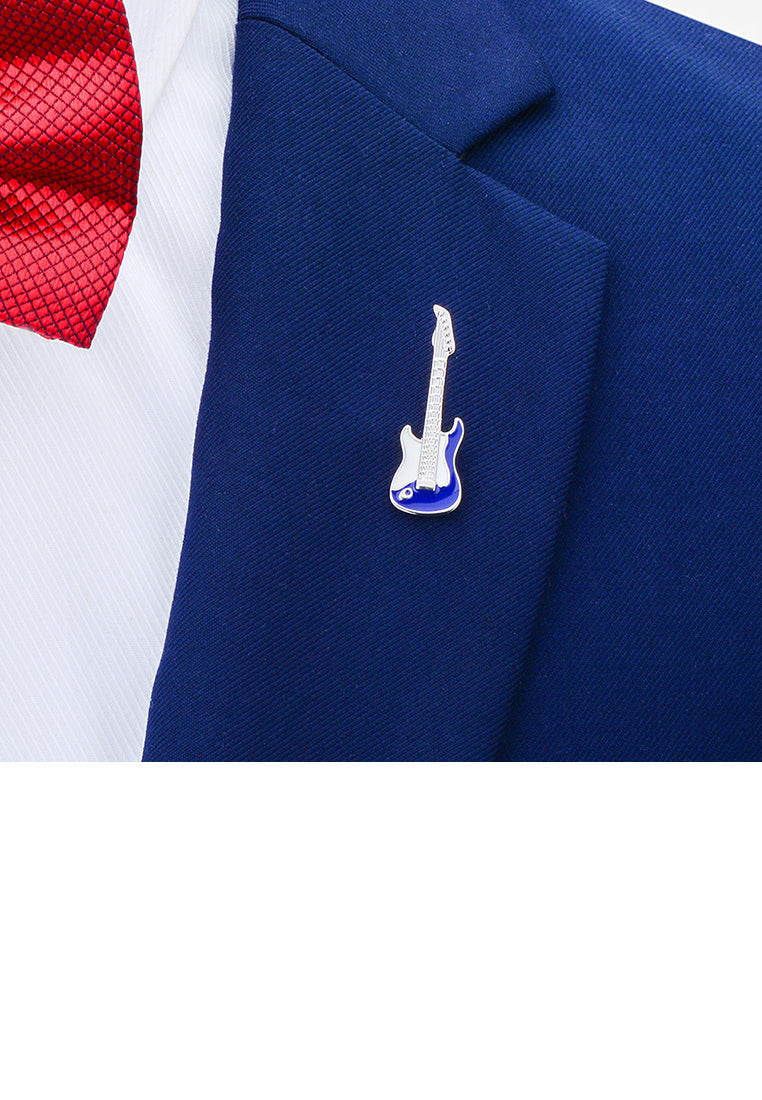 Fashion Punk Blue Electric Guitar Brooch
