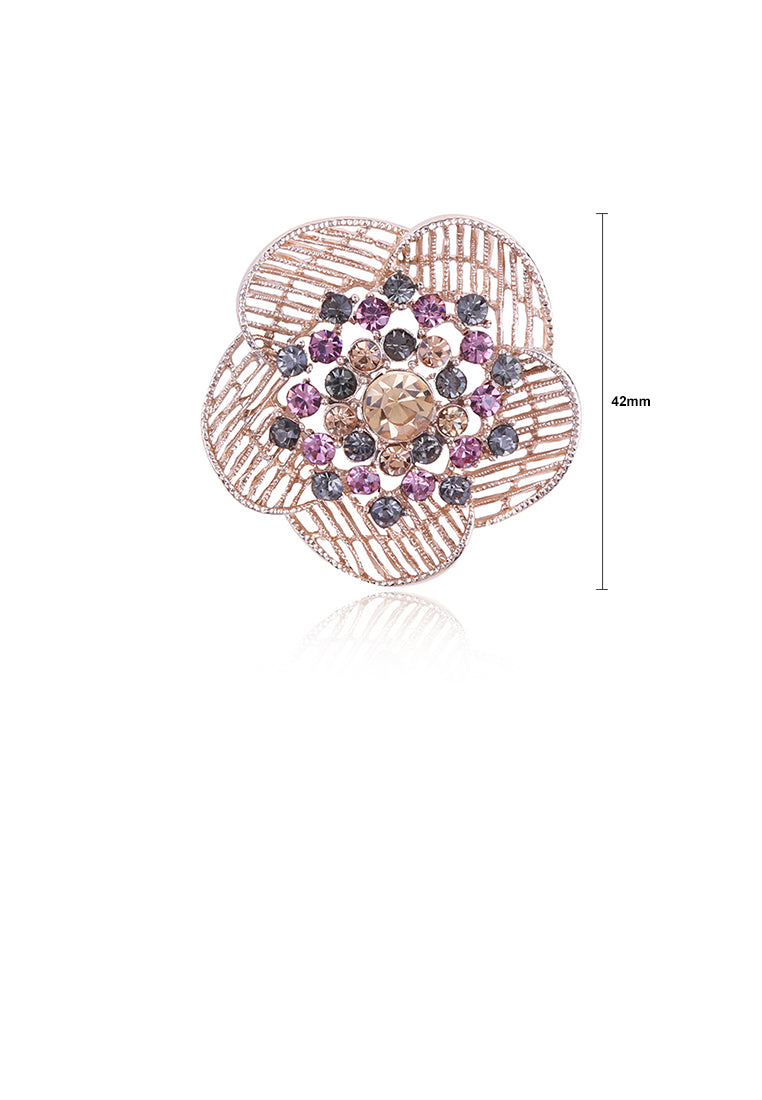 Fashion Simple Plated Gold Hollow Flower Brooch with Cubic Zirconia - Luxurious Look