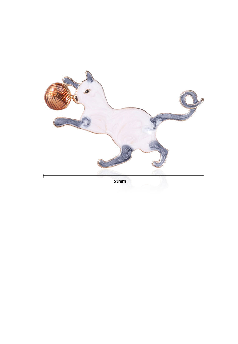 Simple and Cute White Cat Fur Ball Brooch