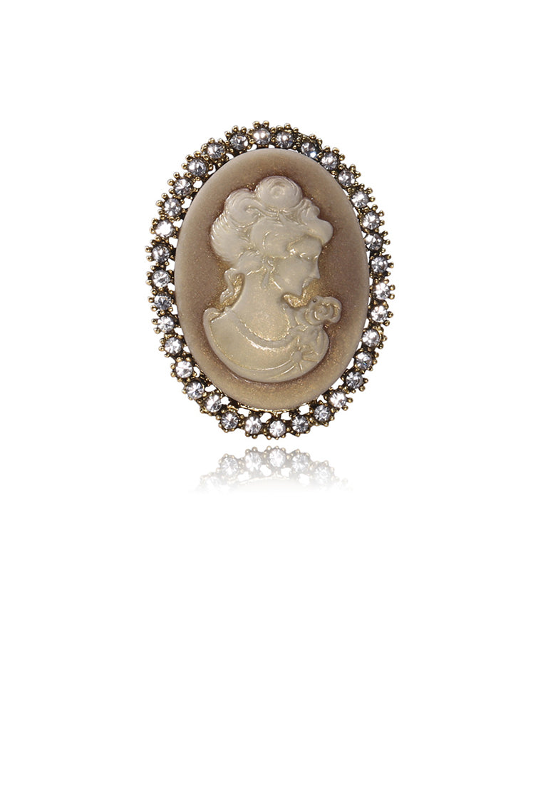 Fashion Vintage Plated Gold Geometric Beauty Oval Brooch