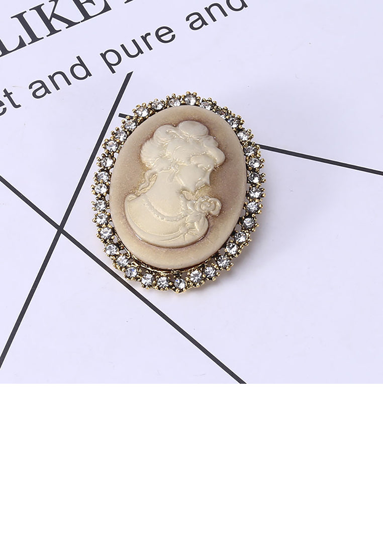 Fashion Vintage Plated Gold Geometric Beauty Oval Brooch