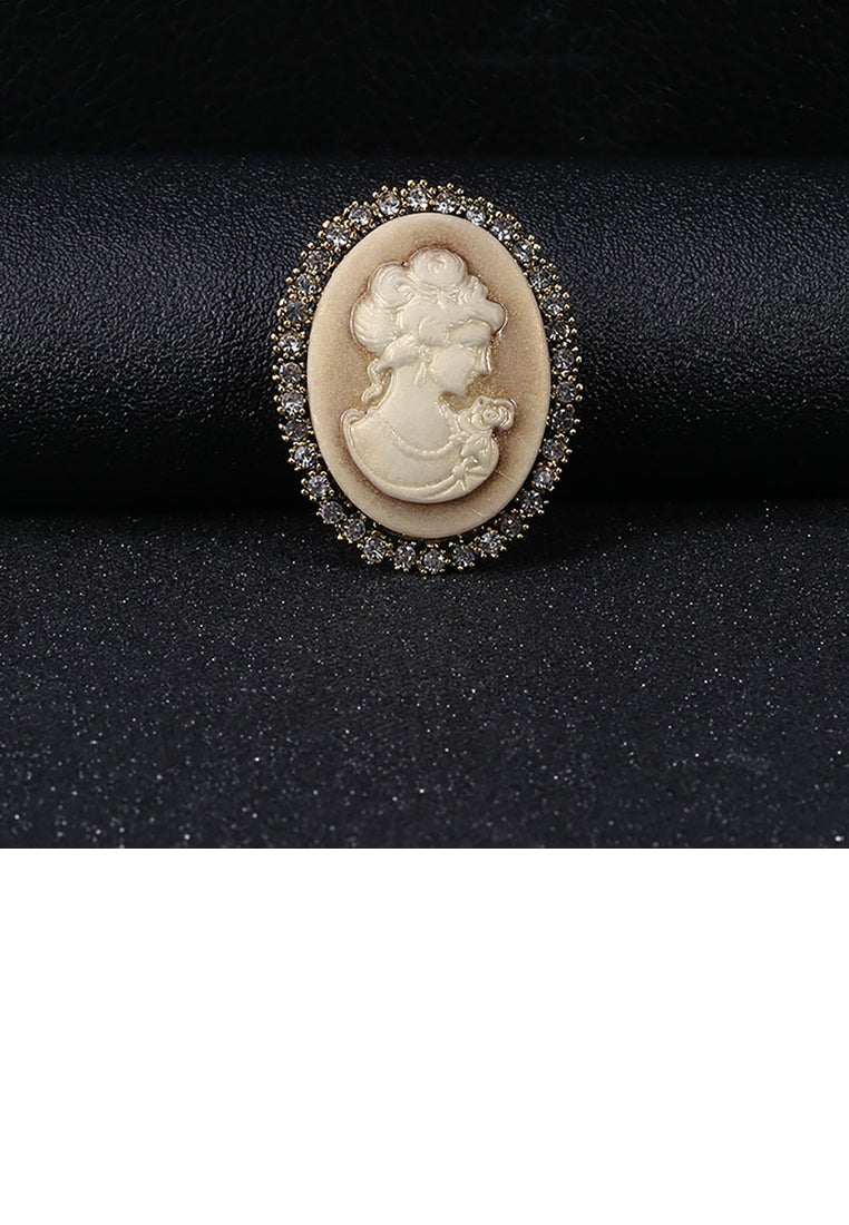 Fashion Vintage Plated Gold Geometric Beauty Oval Brooch