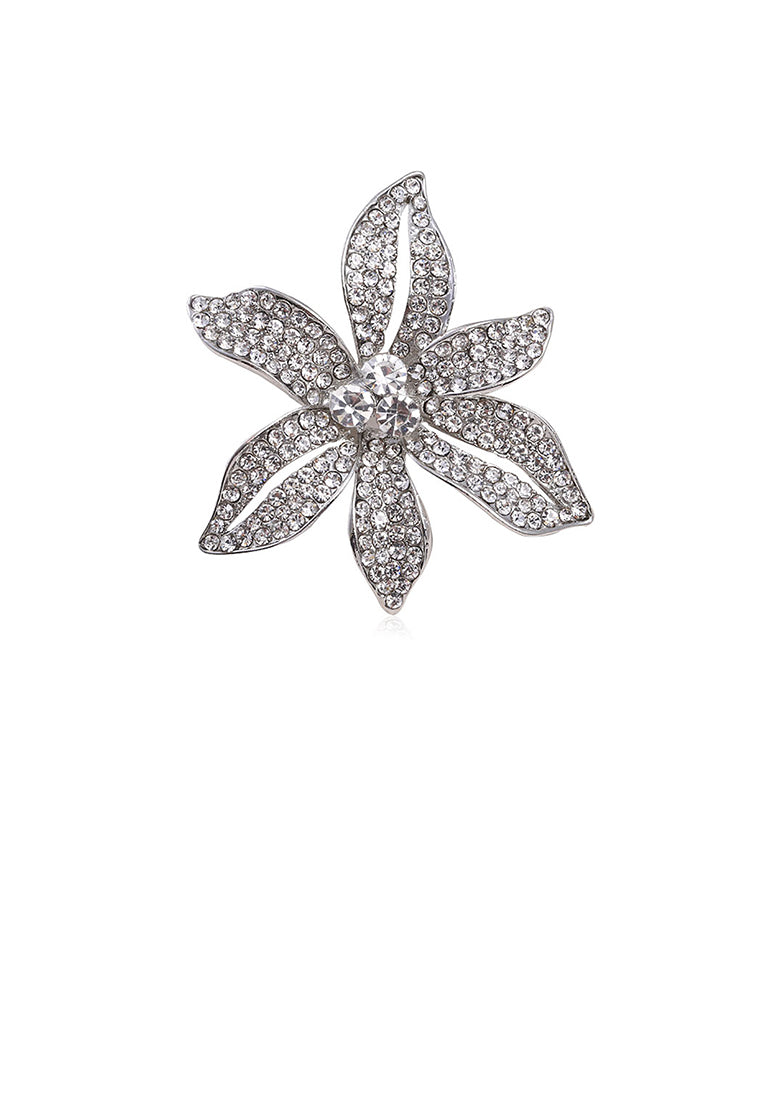 Fashion and Elegant Flower Brooch with Cubic Zirconia - Luxurious Look