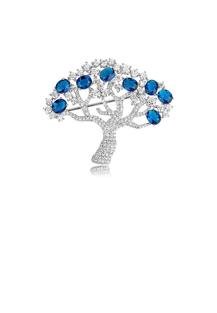 Fashion Bright Tree Of Life Brooch with Blue Cubic Zirconia - Luxurious Look