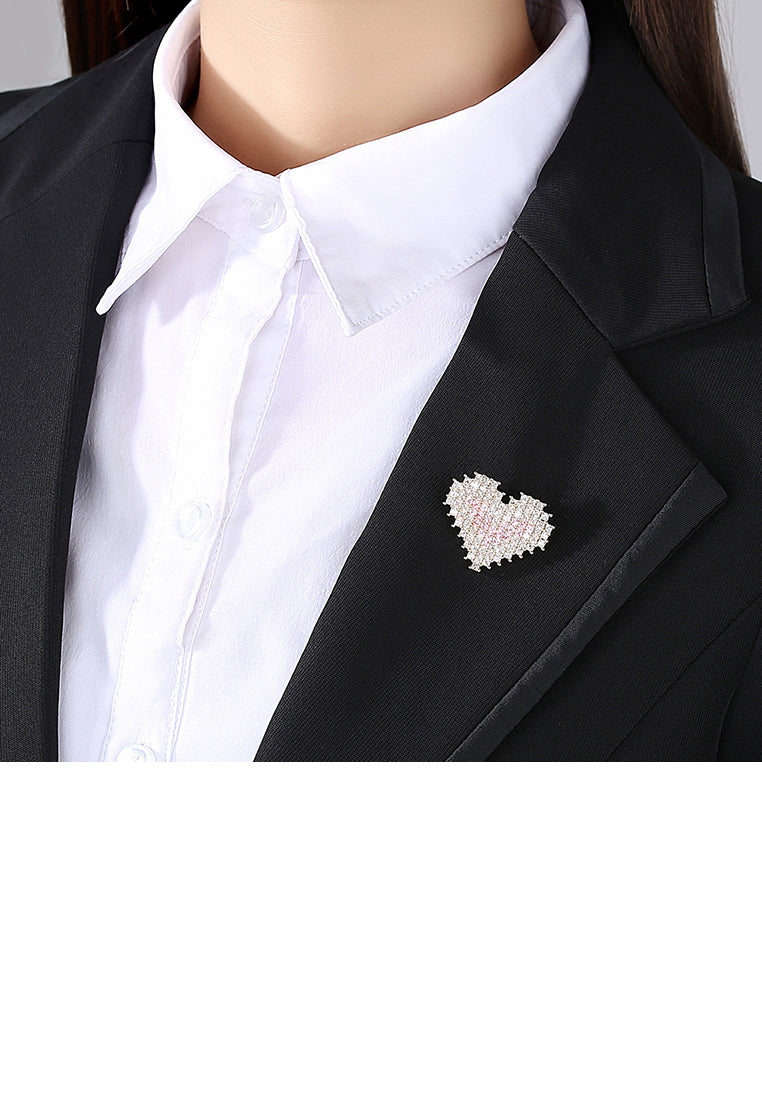 Simple and Bright Plated Gold Heart-shaped Brooch with Pink Cubic Zirconia - Luxurious Look - Vibrant Color