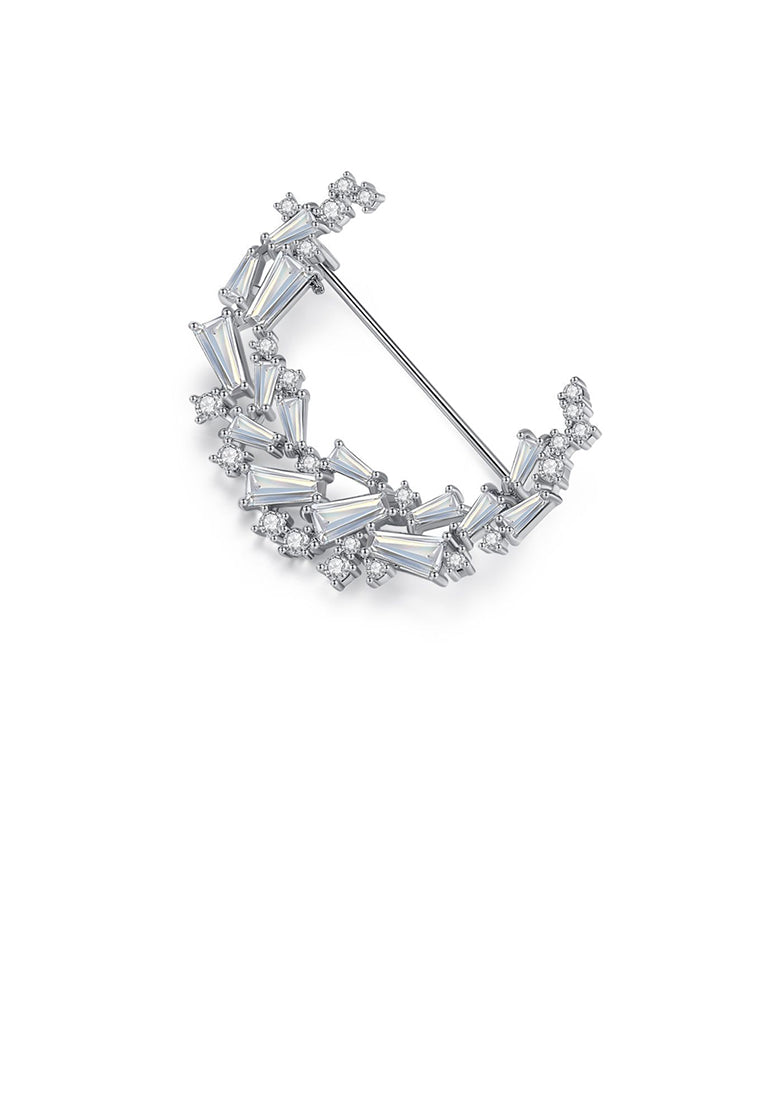 Fashionable Personality Moon Brooch with Cubic Zirconia - Luxurious Look