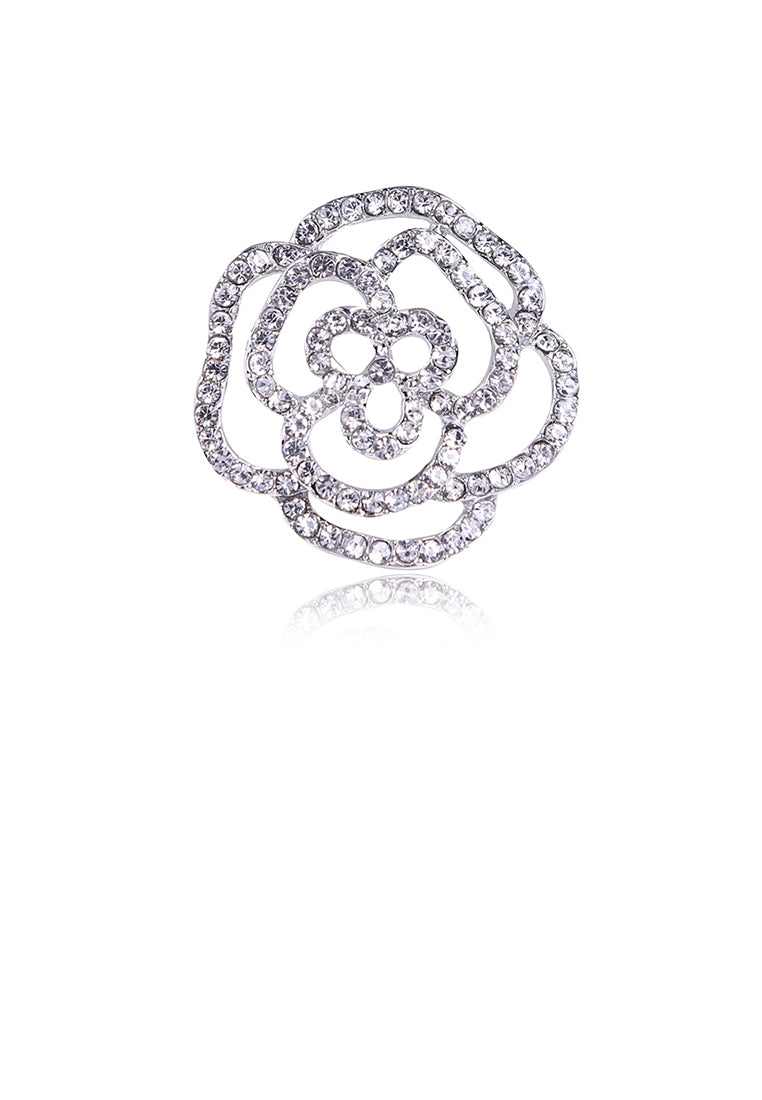 Fashion Simple Hollow Flower Brooch with Cubic Zirconia - Luxurious Look