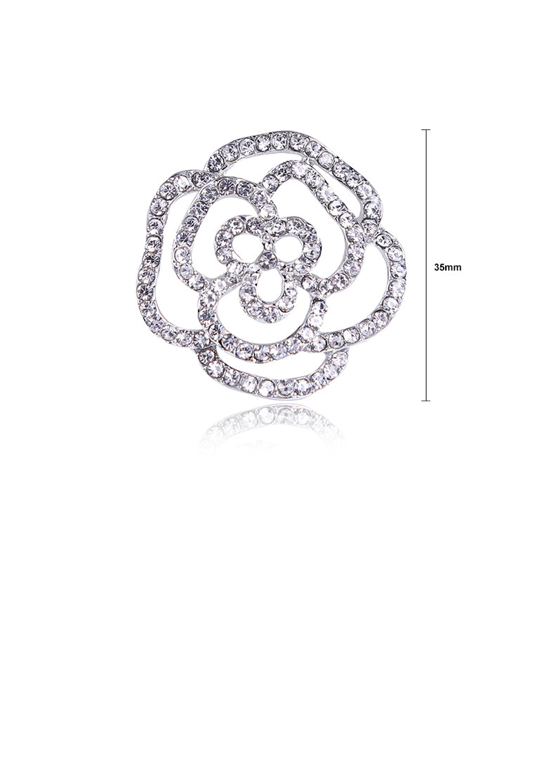 Fashion Simple Hollow Flower Brooch with Cubic Zirconia - Luxurious Look