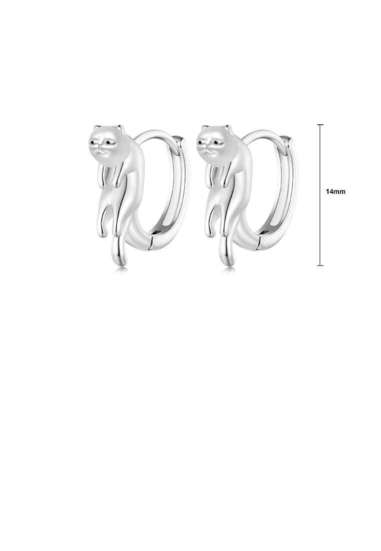 925 Sterling Silver Simple Cute Cat Geometric Earrings