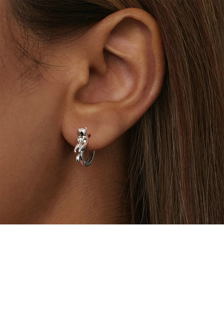 925 Sterling Silver Simple Cute Cat Geometric Earrings