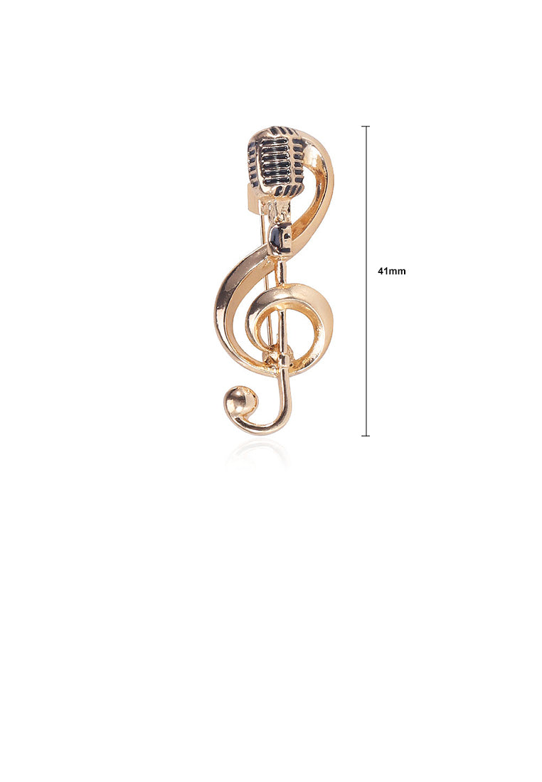 Fashion Creative Plated Gold Microphone Music Note Brooch
