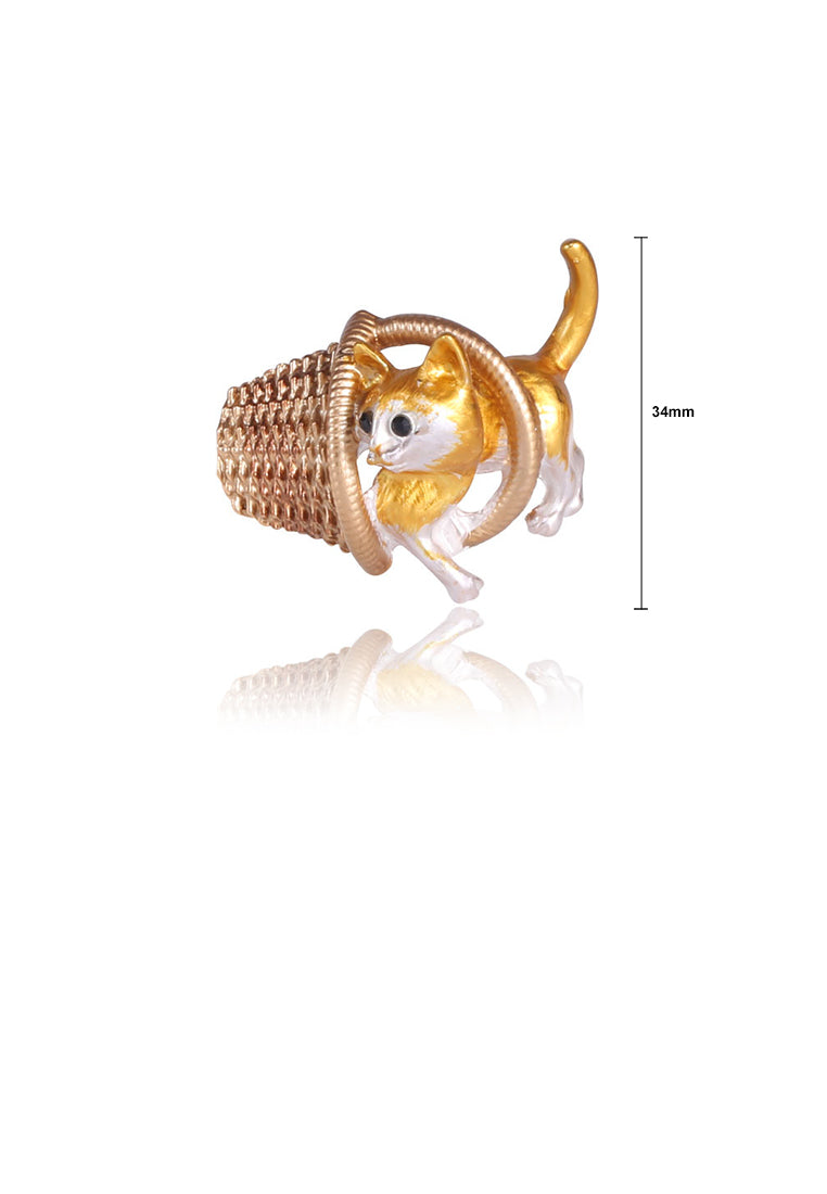 Fashion Cute Golden Cat Basket Brooch