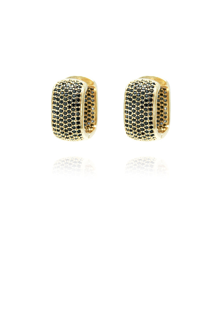 Fashion Brilliant Plated Gold U Shape Geometric Earrings with Black Cubic Zirconia - Luxurious Look