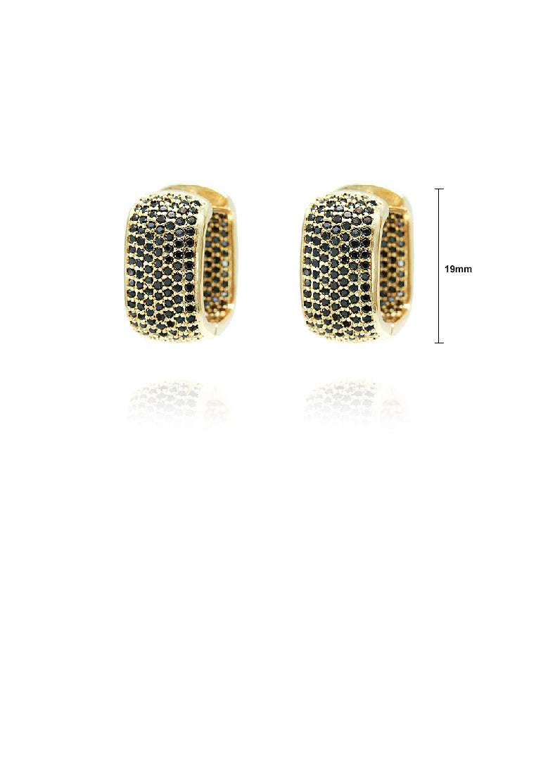 Fashion Brilliant Plated Gold U Shape Geometric Earrings with Black Cubic Zirconia - Luxurious Look