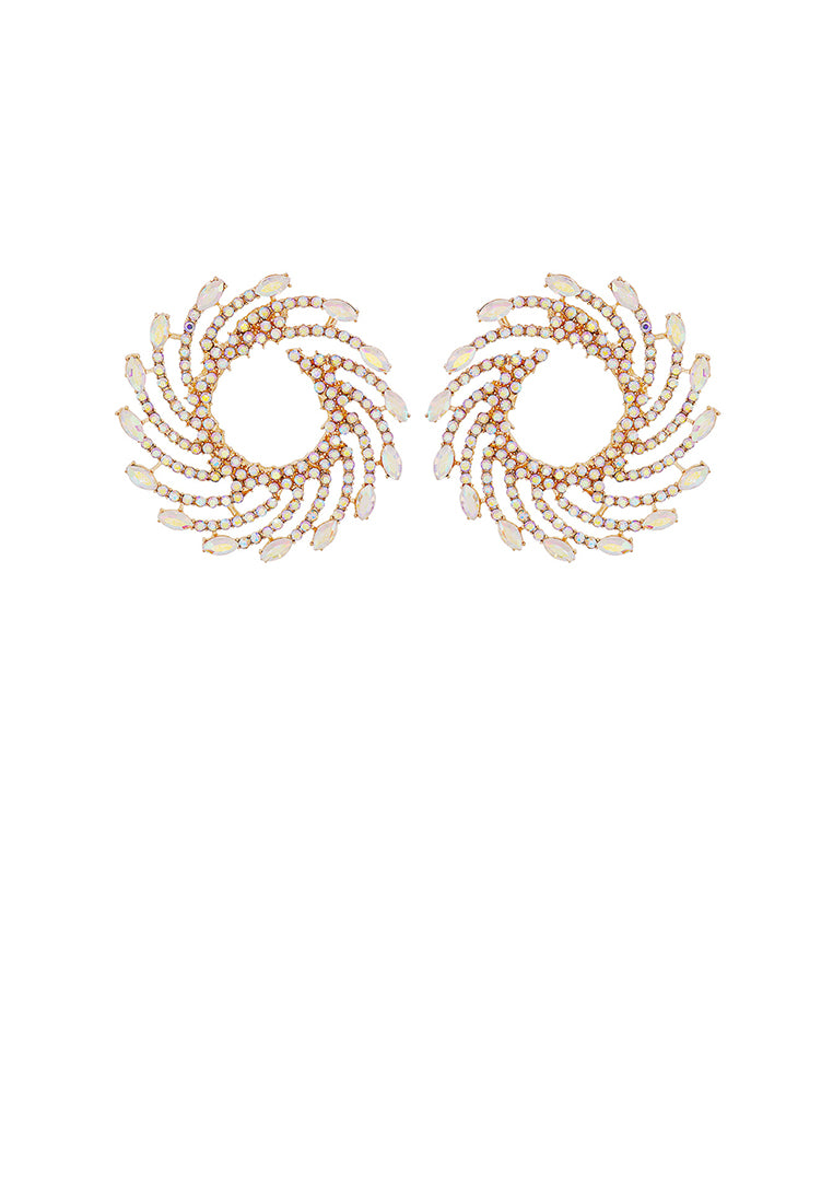Fashion and Personalized Plated Gold Whirlwind Fireworks Stud Earrings with Cubic Zirconia - Luxurious Look