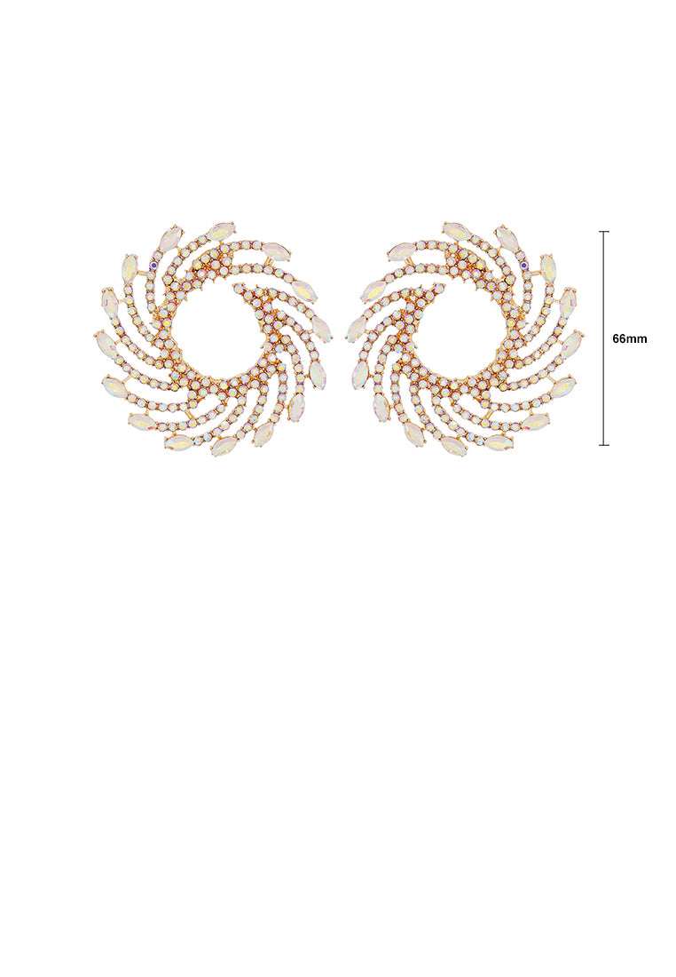 Fashion and Personalized Plated Gold Whirlwind Fireworks Stud Earrings with Cubic Zirconia - Luxurious Look