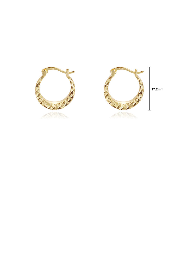 925 Sterling Silver Plated Gold Simple Fashion Diamond Pattern Geometric Earrings