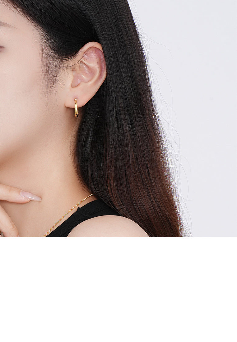 925 Sterling Silver Plated Gold Simple Fashion Diamond Pattern Geometric Earrings