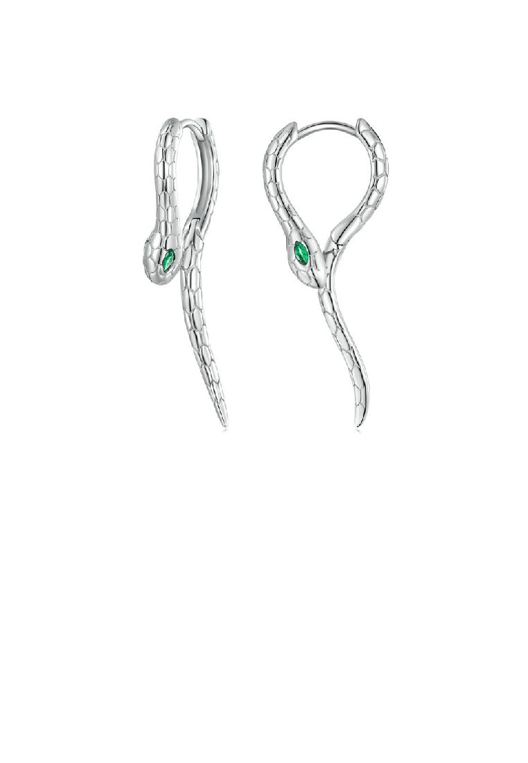 925 Sterling Silver Fashion Personality Serpentine Geometric Long Earrings with Cubic Zirconia - Luxurious Look