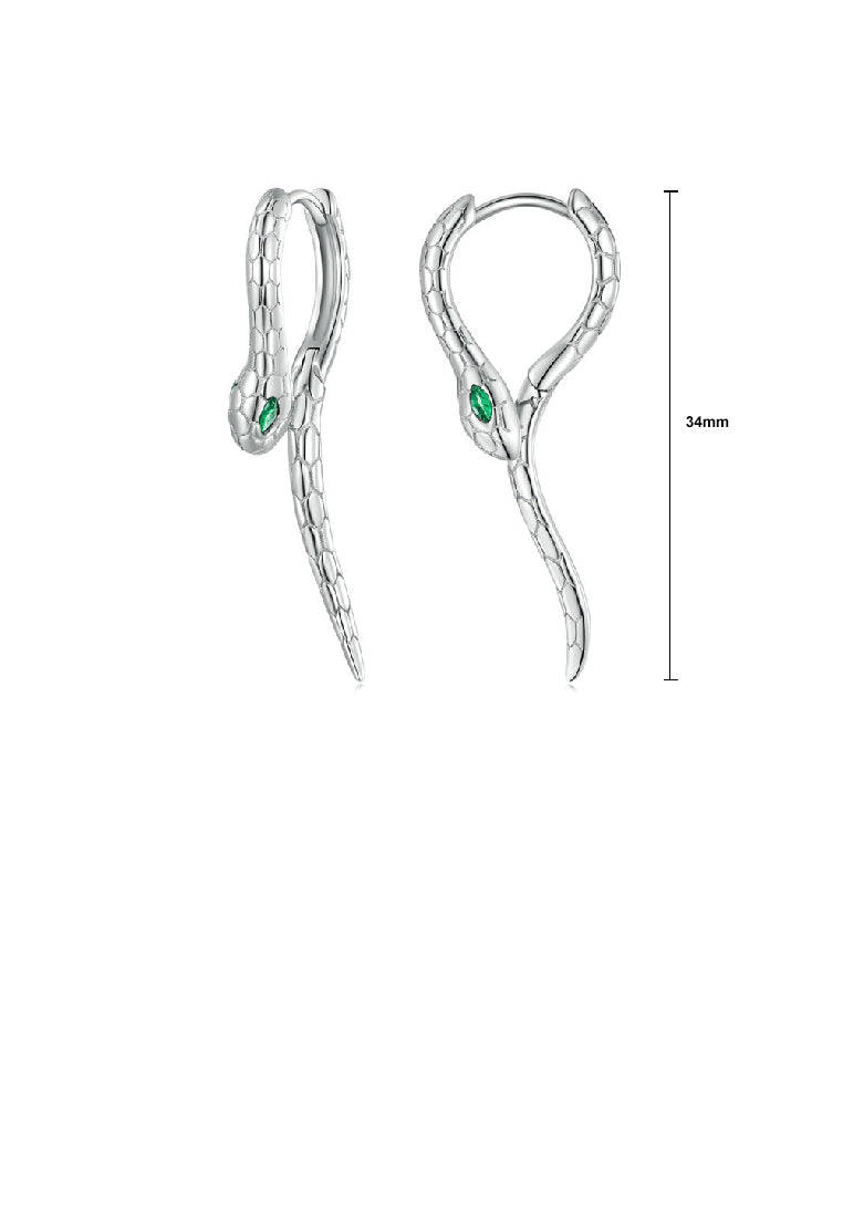925 Sterling Silver Fashion Personality Serpentine Geometric Long Earrings with Cubic Zirconia - Luxurious Look
